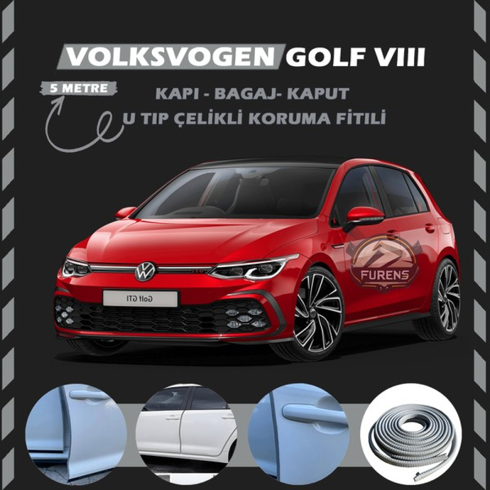 STS Oto Aksesuar Volksvogen Golf 8 Oto Araç Kapı Koruma Fitili 5metre Parlak Gri Renk Oto Boyaları Fiyatı
