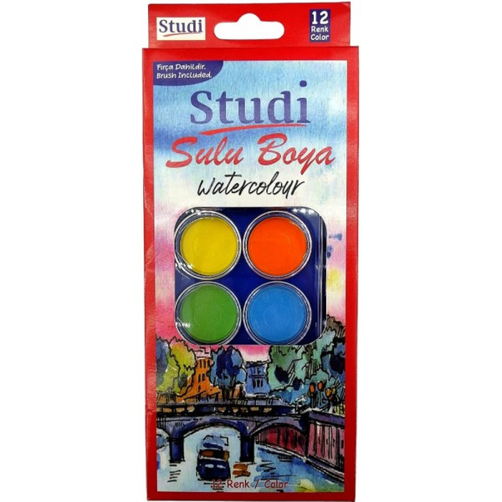Studi Sulu Boya 12 Renk (Fırça Hediyeli) Sulu Boya Fiyatı