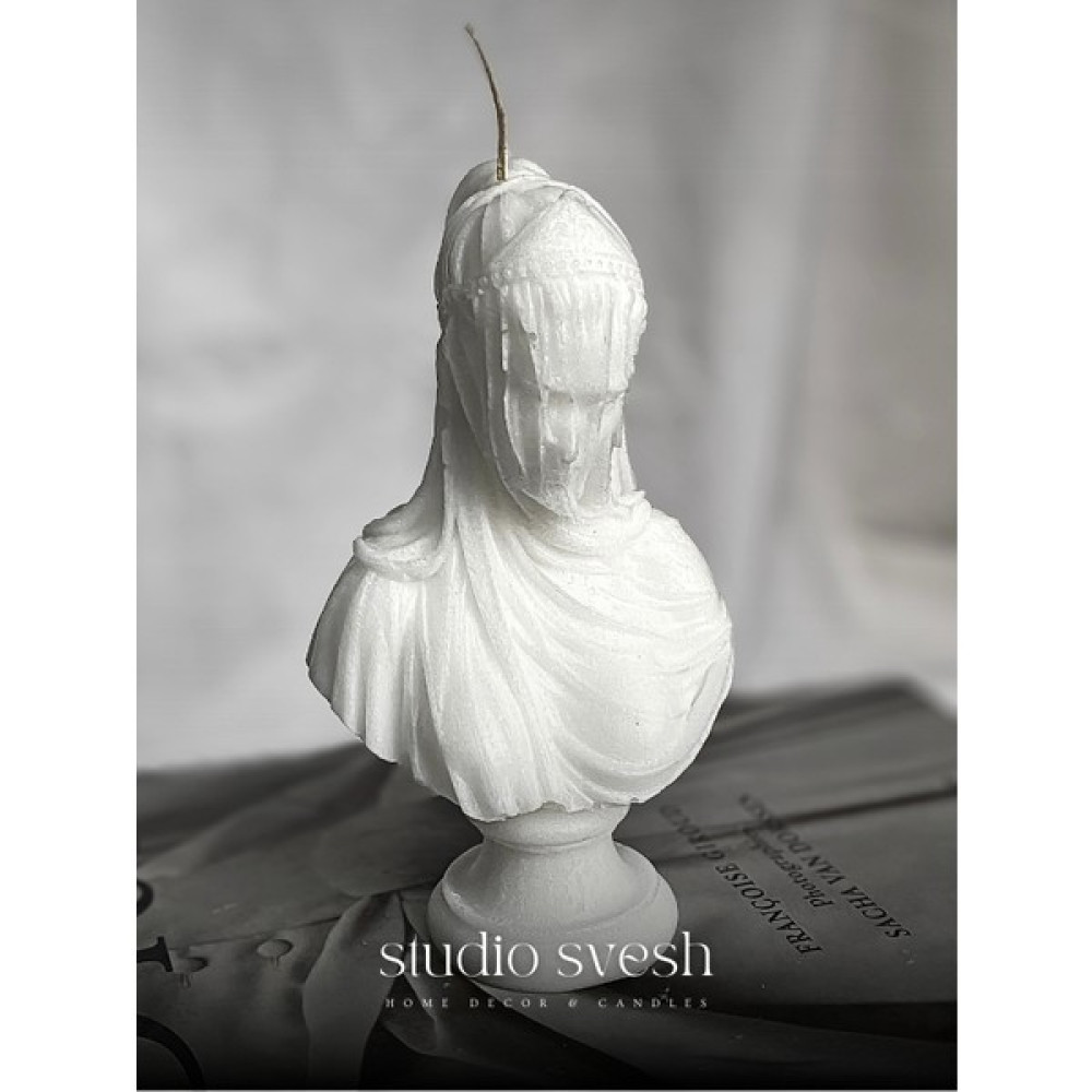 Studio Svesh Büyük Boy Duvaklı Kadın Kokulu Mum %100 Doğal Vegan Soya Mum Soy Wax Candle - Beyaz - 1 Adet Dekoratif Mum Fiyatı
