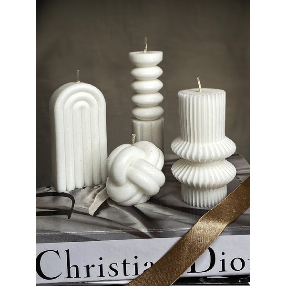 Studio Svesh Dekoratif Sütun Kokulu Mum Seti 4’lü %100 Doğal Vegan Soya Mum Soy Wax Candle - Beyaz - 4 Adet Dekoratif Mum Fiyatı