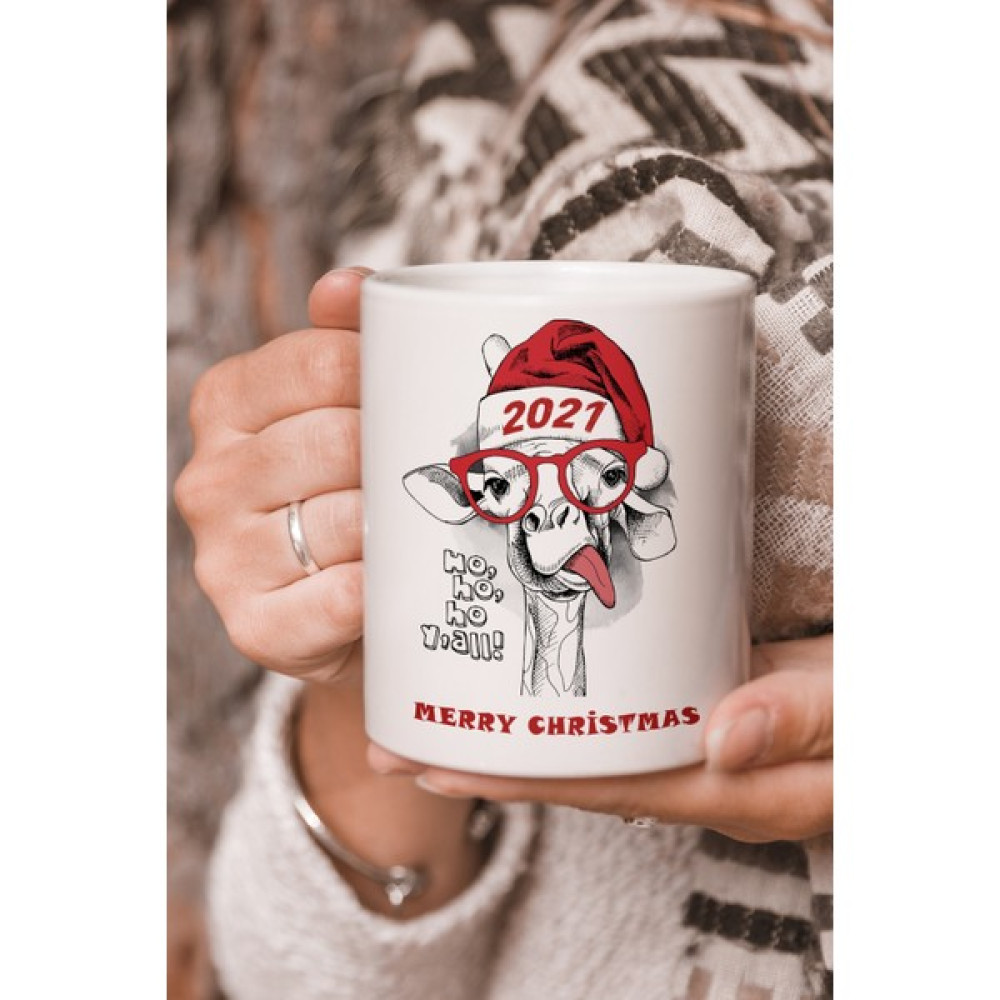 Stüdyo SM Vektörel Çizim 2021 Merry Christmas Şapkalı Zürafa Logo Baskılı Kupa Bardak Oto Boyaları Fiyatı