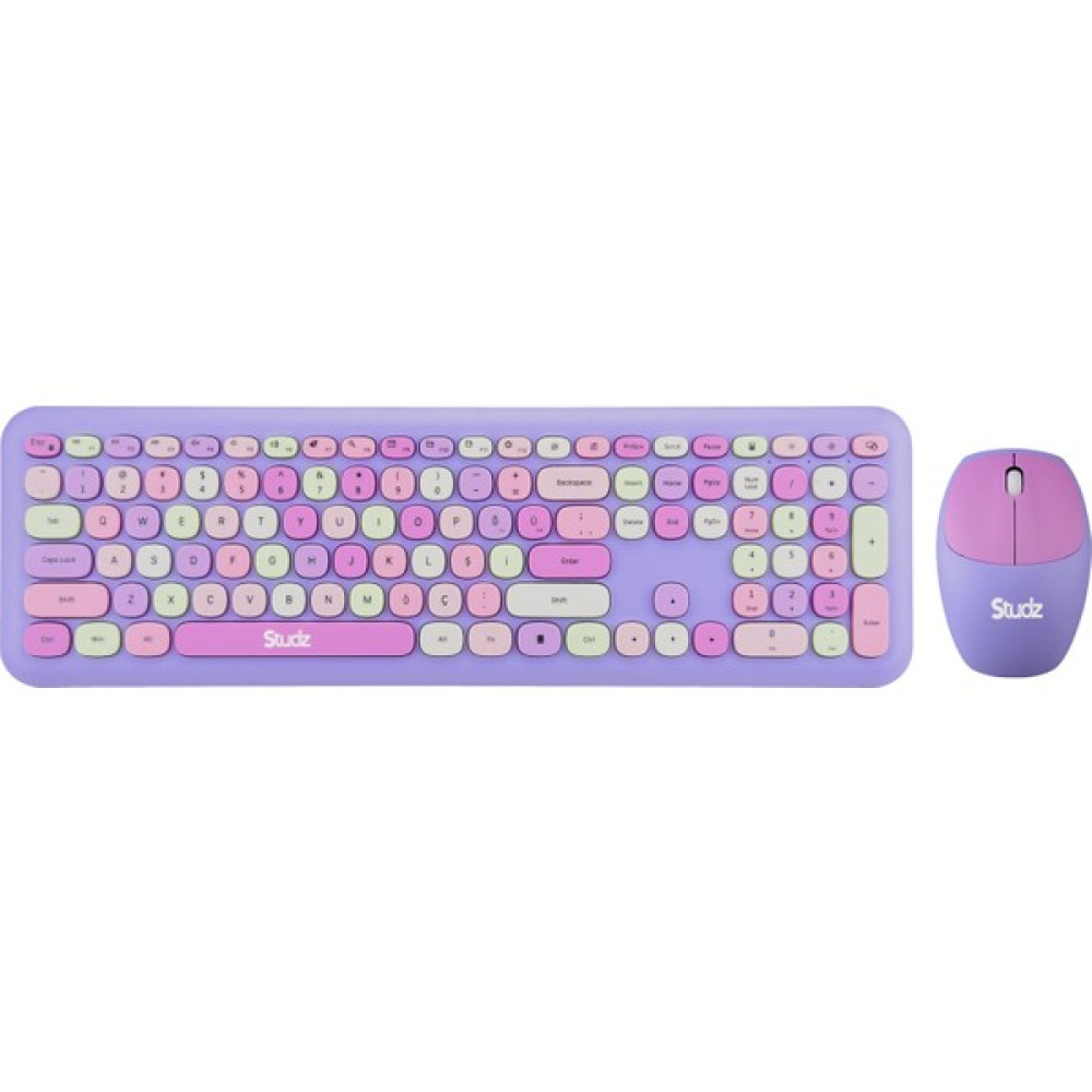 Studz M600 Renkli Tuşlu Mor Kablosuz Türkçe Q Multimedia Klavye + Mouse Klavye - Mouse Fiyatı