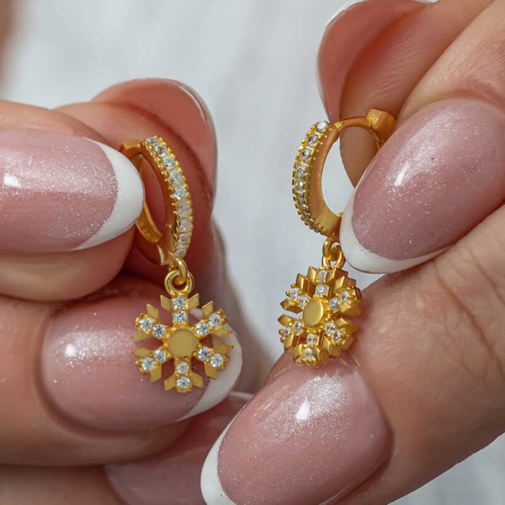 Stumbanng Gümüş Sallantılı Gold Kar Tanesi Kadın Küpe Gümüş Küpe Fiyatı
