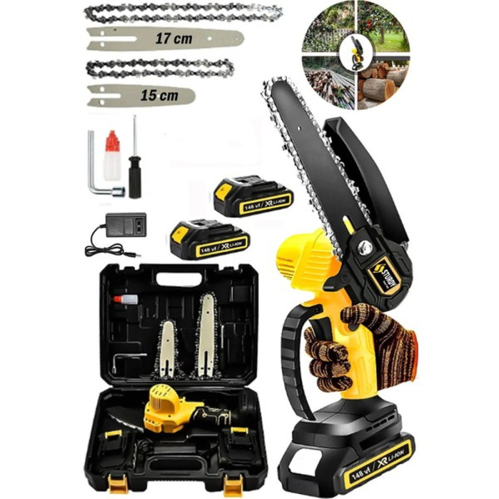 Sturdy 148Vf 12 Ah Çift Sargı Motor 10-15 cm Zincir Takımlı Akülü Dal Budama Makinası Şarjlı Dal Budama Testeresi Oto Boyaları Fiyatı