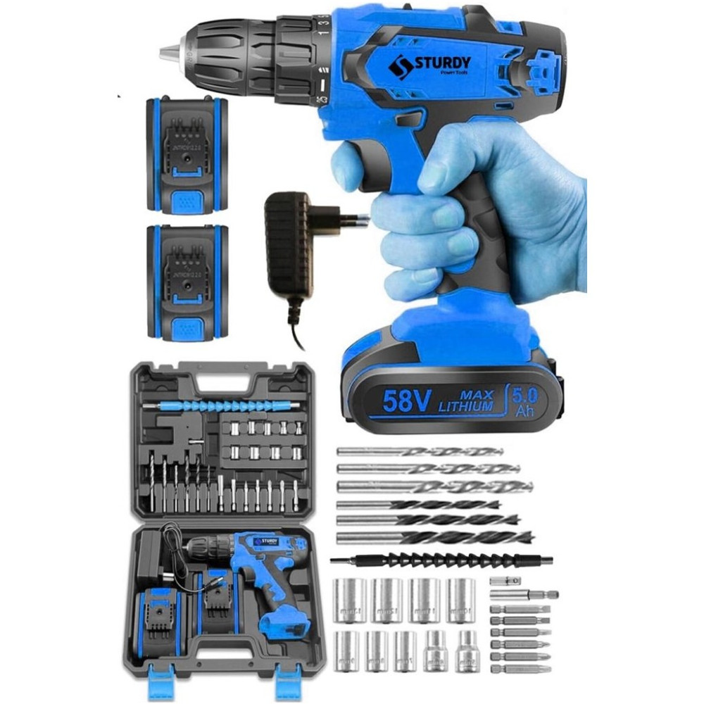 Sturdy 248VVF 14Ah Lıon Çift Akülü Turbo Şarjlı Vidalama Matkap 27 Parça Uç Setli Matkaplar Fiyatı