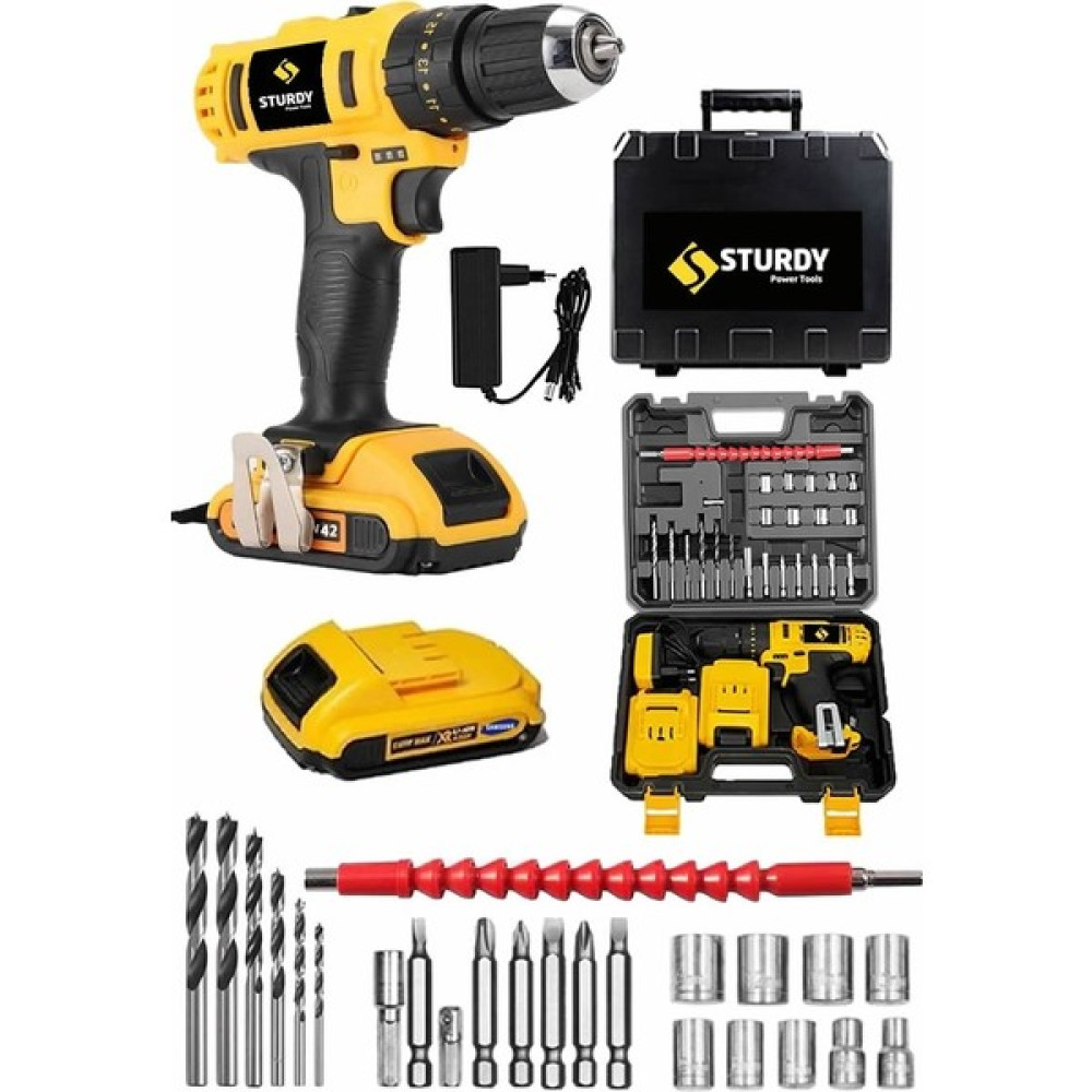 Sturdy 46VF 5MAh Lıon Çift Akülü NEW  SERİ Darbeli Turbo Şarjlı vidalama  Matkap 27 Parça Uç Setli Elektrikli El Aletleri Fiyatı