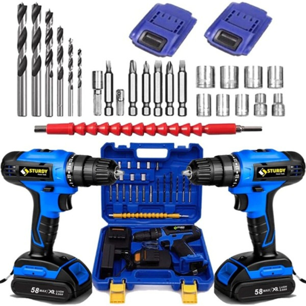 Sturdy 52V 8AH Lıon Çift Akülü Turbo Şarjlı Vidalama Matkap 27 Parça Setli Elektrikli El Aletleri Fiyatı