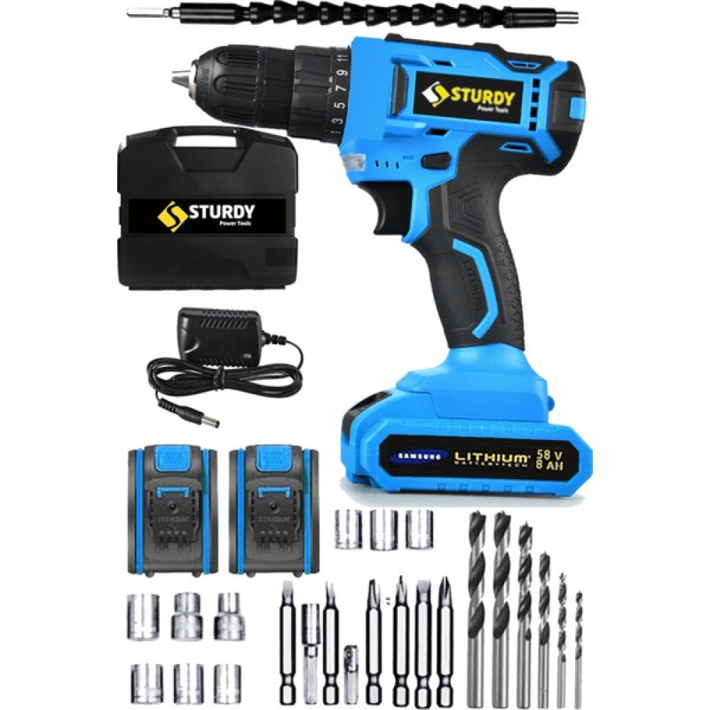 Sturdy 58V 6AH Metal Sanzumanlı NEW SERİ Setli Li-ion Çift Akülü Matkap 27 Parca Setli Oto Boyaları Fiyatı