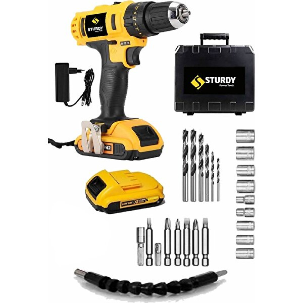 Sturdy 92VF 12 Ah Darbeli Li-Ion Çift Akülü OPERABLE seri şarjlı Çantalı 27 Parça Setli matkap Elektrikli El Aletleri Fiyatı