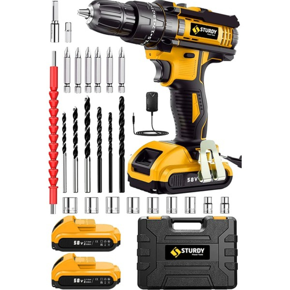 Sturdy Drıll 58 V Çift Akülü Şarjlı Matkap 24 Parça Setli Yeni Seri Matkaplar Fiyatı