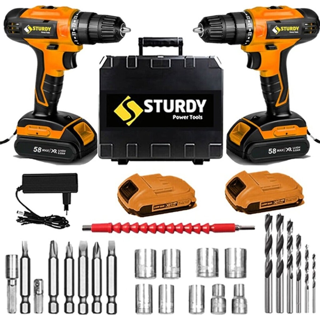 Sturdy Japon Technology 56V8AH X-W-Q Seri Darbeli Metal Şanzuman Şarjlı Çift Akülü Matkap 27PRÇ Uç Setli Matkaplar Fiyatı