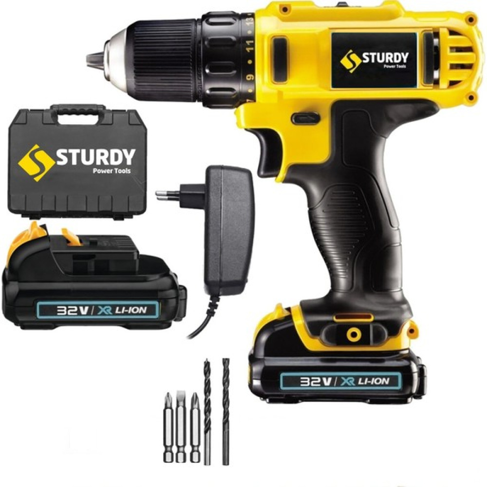 Sturdy Power Tools 32 Volt 5.0 Amper Çift Akülü 5 Parça Uç Setli Şarjlı Vidalama Matkap Elektrikli El Aletleri Fiyatı