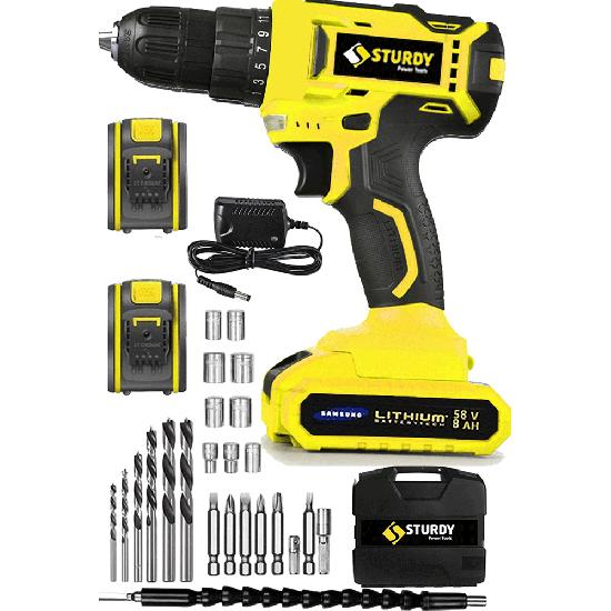 Sturdy Power Tools 58V8AH Lıon Çift Akülü Vidalama Metal Ş. Express Seri Darbeli Turbo Şarjlı Matkap 27 Parça Uç Setli 58vsetlıfıslı Matkaplar Fiyatı