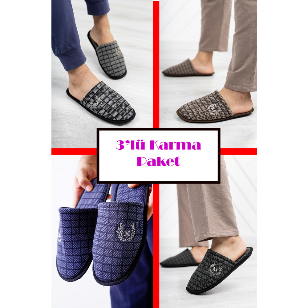StWenn 3 Lü Paket Erkek Ev Terliği Çeyiz Terliği Kışlık Terlik Ses Yapmaz Hafif Taban Taban 42 Beden Unisex Sandalet Fiyatı