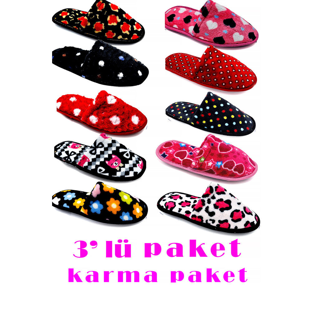 StWenn 3 Lü Paket Ev Terliği Çeyiz Terliği Kışlık Terlik Ses Yapmaz Hafif Taban Taban 38 Beden Unisex Sandalet Fiyatı