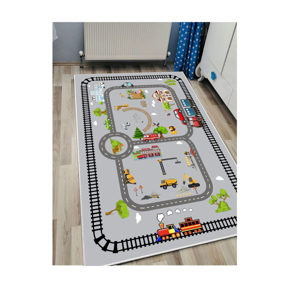 STY Home Trafik Çocuk Halısı Kaymaz Taban Makinede Yıkanabilir Eğitici Bebek Ve Çocuk Odası Halısı Oyun Matı 80 x 150 Beden Bebek Odası Halı Fiyatı