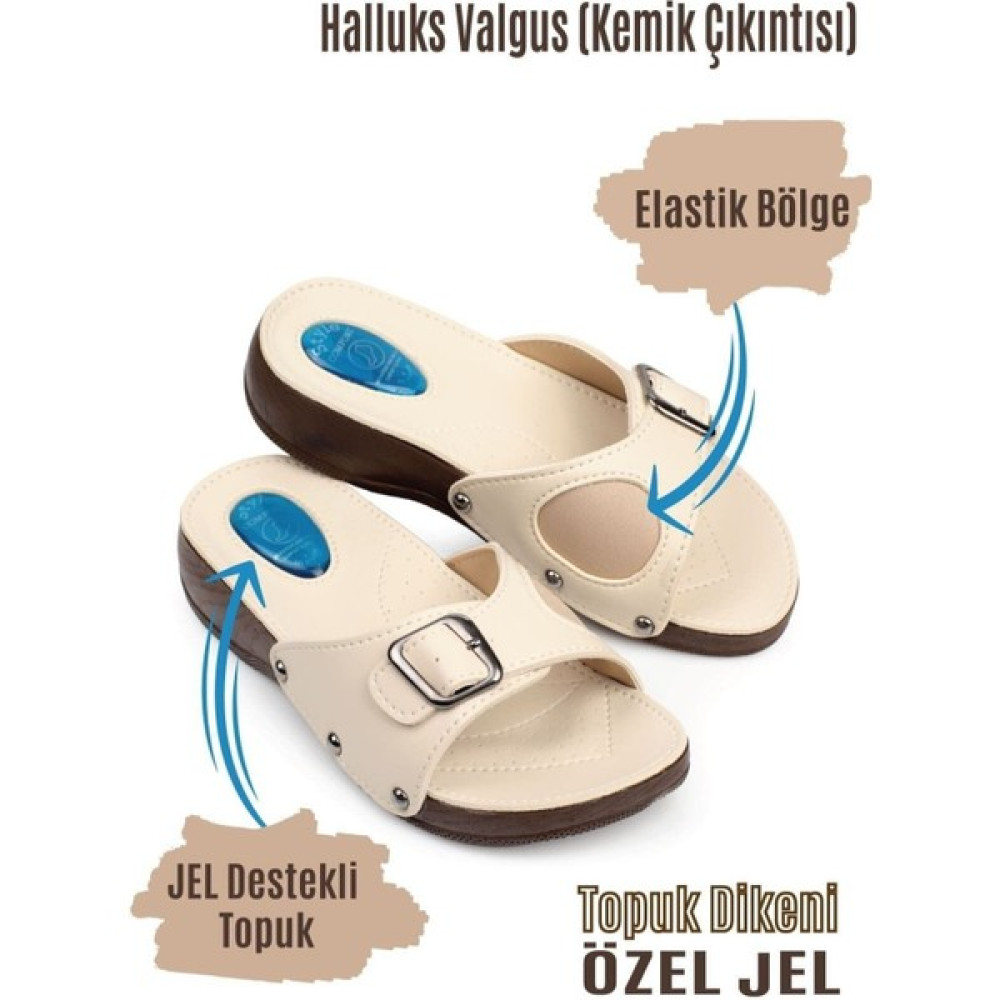Style Comfort Tabanlı Topuk Dikeni ve Halluks (Kemik Çıkıntısı) Terliği Bej10 Kadın Terlikleri ve Sandaletleri Fiyatı