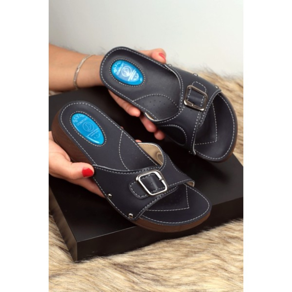Style Comfort Tabanlı Topuk Dikeni ve Halluks (Kemik Çıkıntısı) Terliği Lacivert10 Kadın Terlikleri ve Sandaletleri Fiyatı