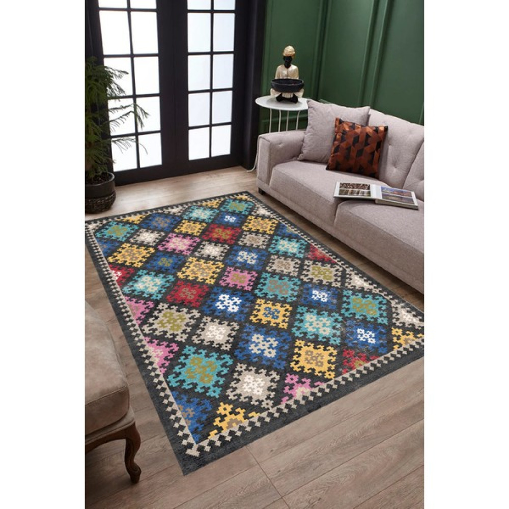 Style Home Dijital Baskılı Kaymaz Taban Yıkanabilir Salon Halısı Mutfak Halısı Koridor Halısı - 80 x 150 cm - Renkli Salon Halısı Fiyatı