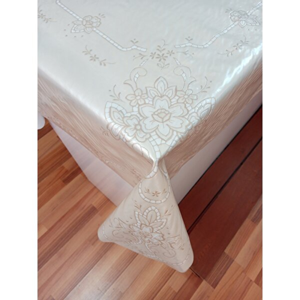 Style Meiwa Lux Kumaş Görünümlü Silinebilir Kaymaz Leke Tutmaz Masa Örtüsü /eni: 122 Cmx 152 cm -4 ve 6 Kişilik - Ekru - 120 x 150 cm Masa Örtüsü Fiyatı