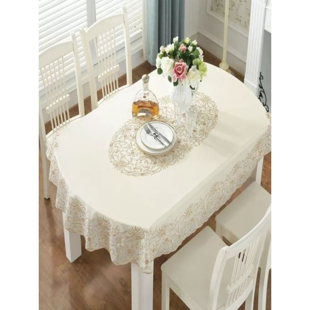 Style Meiwa Lüx Kumaş Görünümlü Silinebilir Leke Tutmaz Kaymaz Masa Örtüsü / Ebat:152 cm x 228 cm 12 KİŞİLİK MASA ÖRTÜSÜ - 132 x 178 cm - Açık Bej Masa Örtüsü Fiyatı