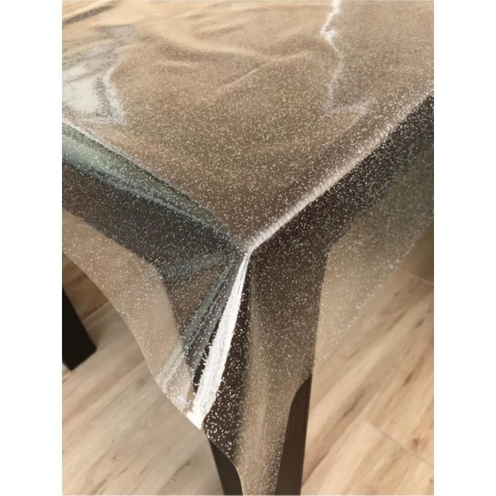 Style Şeffaf Gri Simli Kaymaz Masa Örtüsü - 100 x 140 cm - Açık Gri Masa Örtüsü Fiyatı