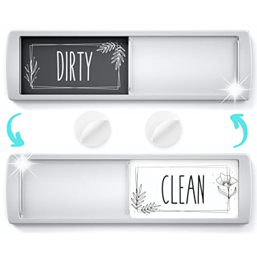 Stylish Dishwasher Magnet Clean Dirty Sign - 2 by 7 Inch - Ideal Clean Dirty Magnet for Dishwasher - Kitchen Organizer and Gadget - Nice Office, Home Farmhouse Decor