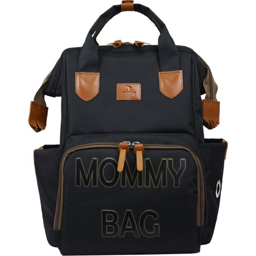 Stylo Doce Mommy Bag Anne Bebek Bakım Sırt Çantası-Siyah Baskı Bebek Bakım Çantası Fiyatı