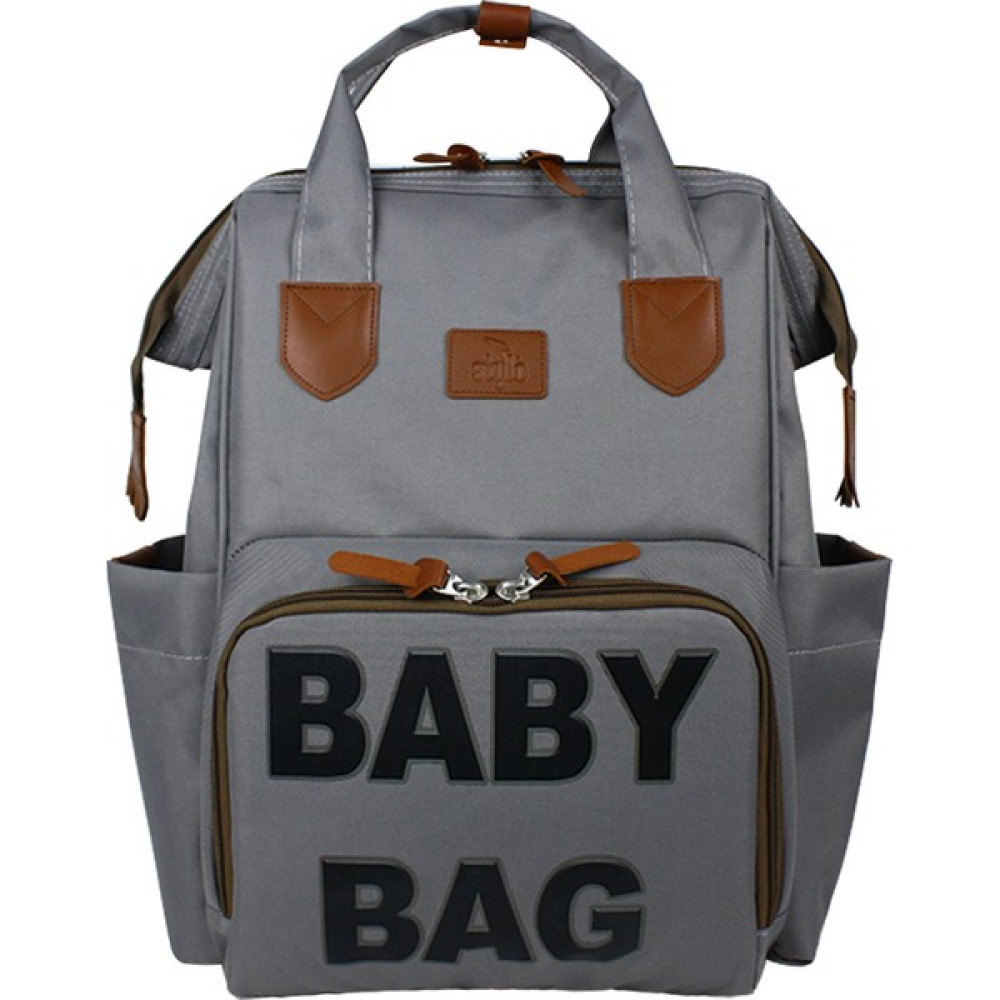 Stylo Monaco Baby Bag Baskılı Anne Bebek Bakım Sırt Çantası-Gri - Antrasit Bebek Bakım Çantası Fiyatı
