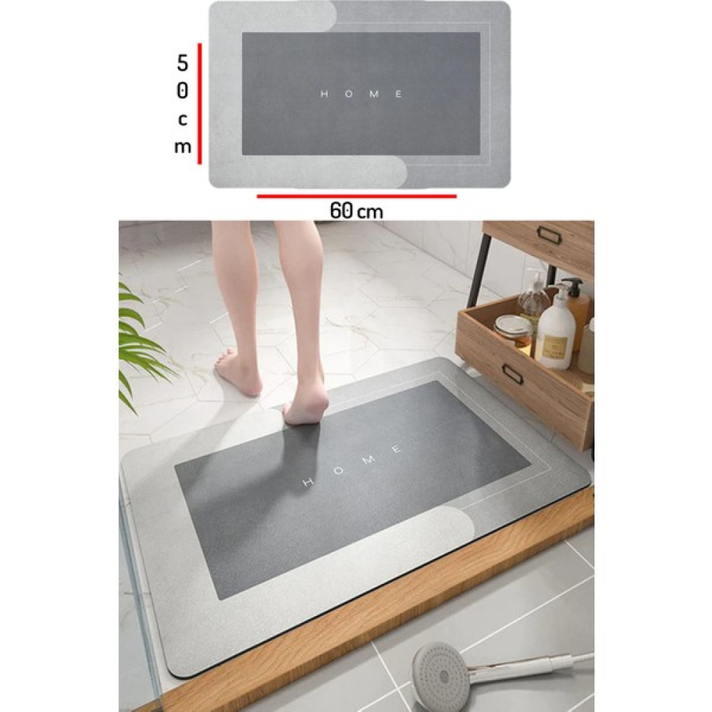 Su Emici Banyo Paspası Kaymaz Tabanlı Su Emici Yapı 50 x 60 cm Kare - Gri Klozet Takımı Fiyatı