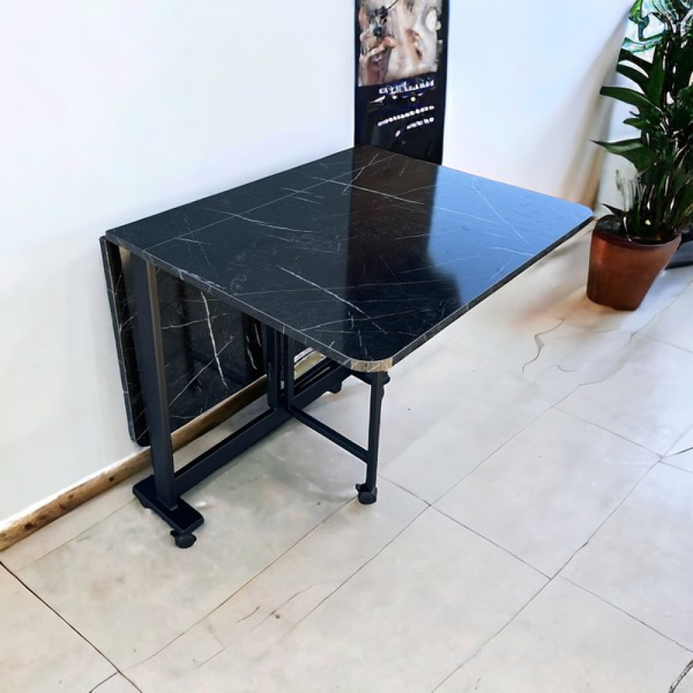 Su İç Mimarlık 120X80 Katlanır Masa - Mermer - Siyah Yemek & Mutfak Masası Fiyatı