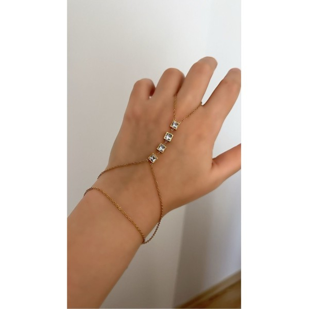 Su Perisi Takı Bijuteri Çelik Gold Kare Zirkon Taşlı Şahmeran Şahmeran Bileklik Fiyatı