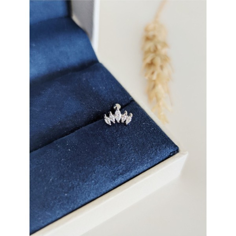 Su Perisi Takı Bijuteri Cerrahi Çelik Gümüş Zirkon 5 Taşlı Model Piercing , Tragus Diğer Fiyatı