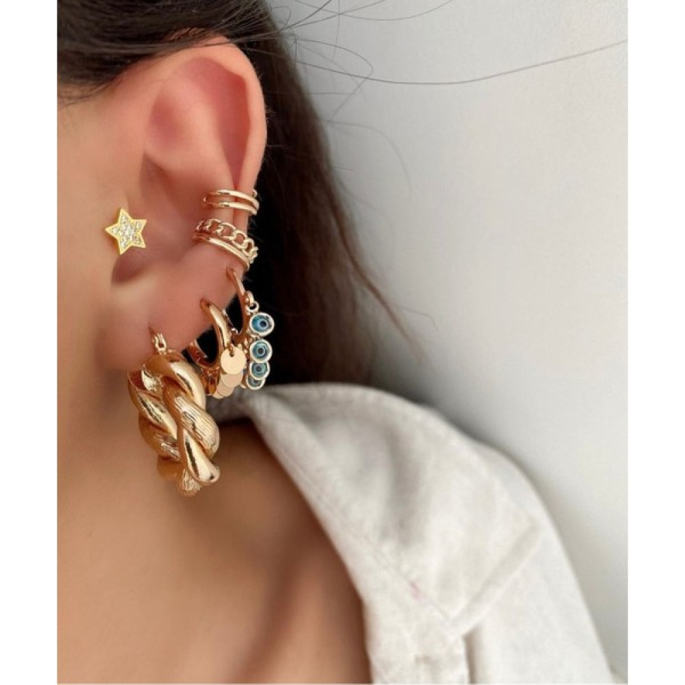 Su Perisi Takı Bijuteri Gold Zincir Model Earcuff ( Kıkırdak Küpe ) Bijuteri Küpe Fiyatı