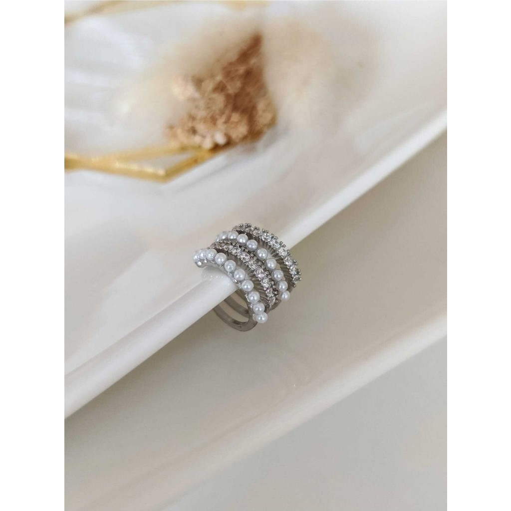Su Perisi Takı Bijuteri Gümüş Incili ve Zirkon Taşlı 4 Sıra Halka Earcuff ( Kıkırdak Küpe ) Bijuteri Küpe Fiyatı