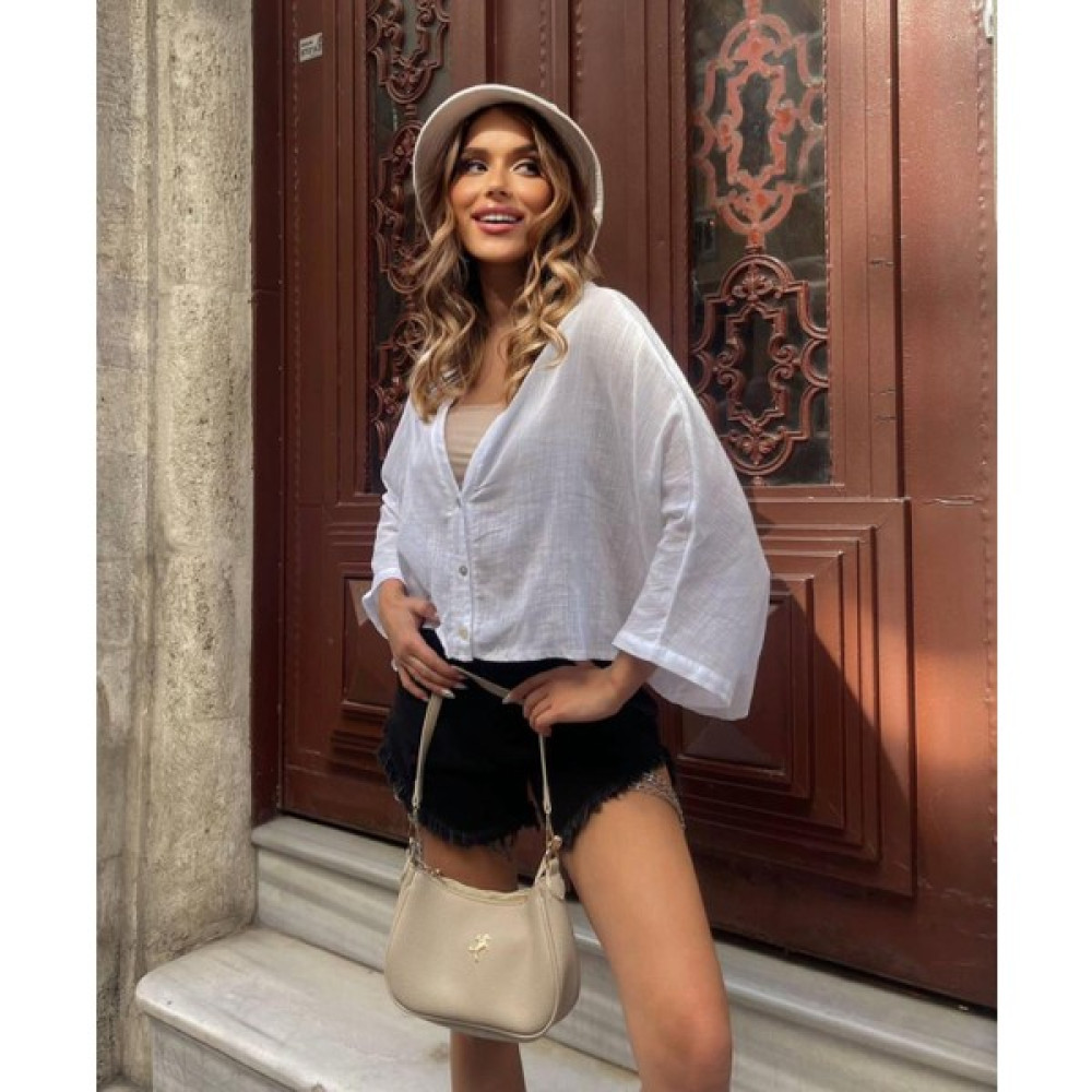 Suar Boutique Beyaz Keten Gömlek Bayan Mont Fiyatı