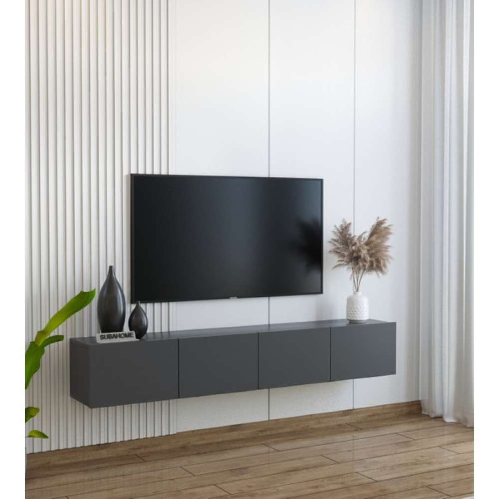 Suba Home Duvara Monte Modern Minimalist Antrasit Tv Ünitesi Mdf 160 cm Tv Ünitesi / Sehpası Fiyatı