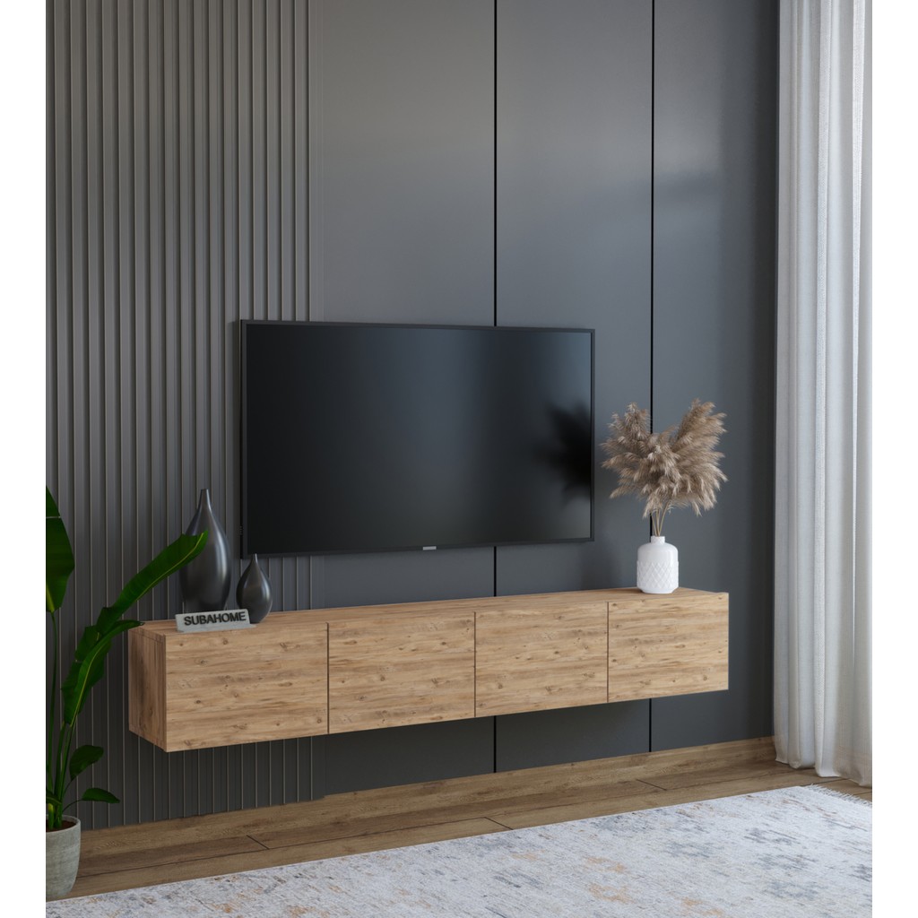 Suba Home Duvara Monte Modern Minimalist Atlantik Çam Tv Ünitesi Mdf 160 cm Tv Ünitesi / Sehpası Fiyatı