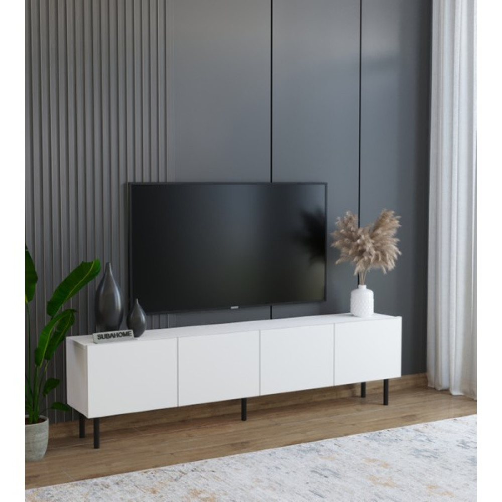 Suba Home Minimalist 160 cm Demir Ayaklı Beyaz Tv Ünitesi - Ideal Ebatlarla Modern Tasarım Tv Ünitesi / Sehpası Fiyatı