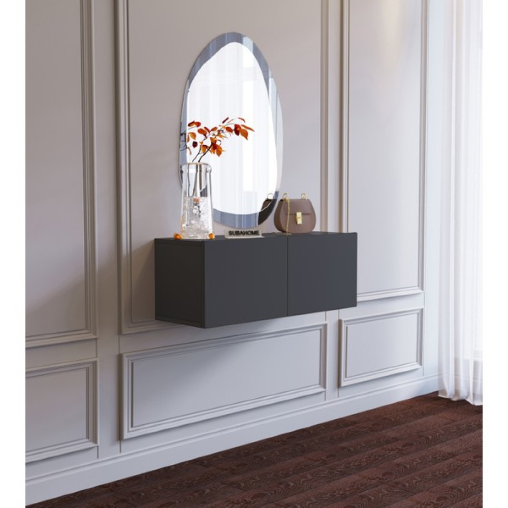 Suba Home Subahome Duvara Monte Antrasit Mdf Fonksiyonel Modern Minimalist 2 Kapaklı Dresuar - 80 x 30 x 30 Dresuar / Makyaj Masası Fiyatı