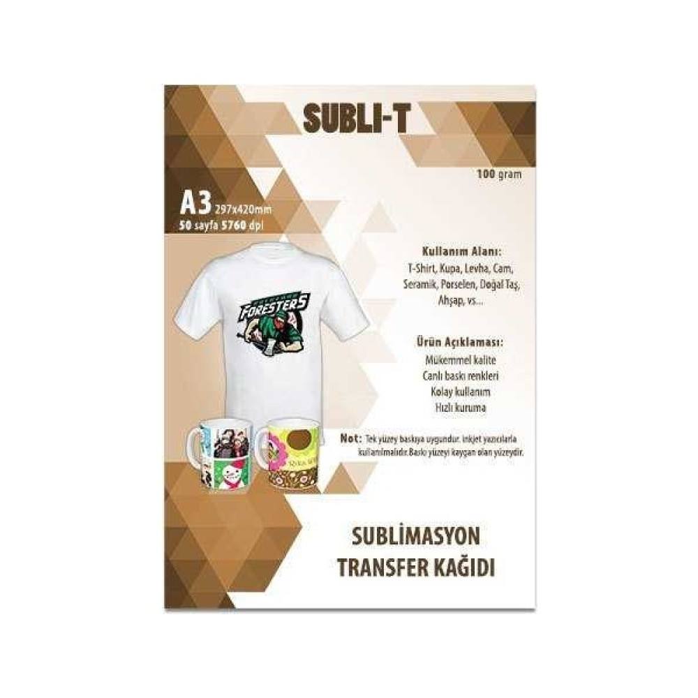 Subli-T Sublimasyon Transfer Kağıdı A3 Tekstil Fotoğraf Kağıtları & Asetatlar Fiyatı
