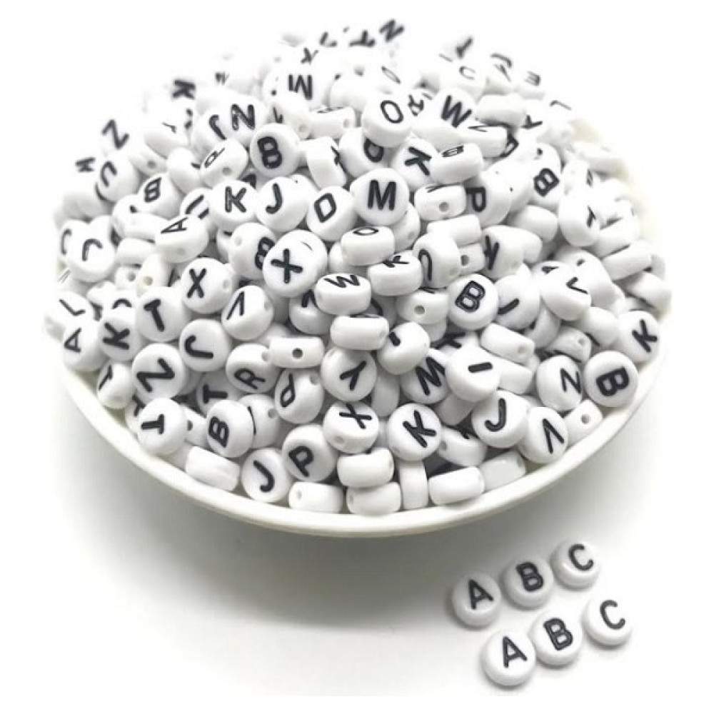Subu Takı 50 Gram Harf Boncuk Beyaz Üzeri Siyah Yazılı Harfli Boncuk 50 gr ~ 375 Adet Oyun & Hobi Fiyatı