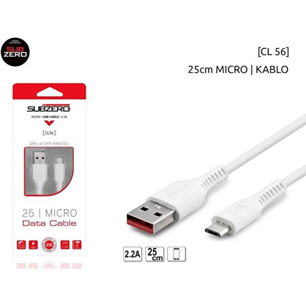 Subzero Micro - 25 cm 2.2A CL56 Şarj ve Data Kablosu Cep Telefonu Kablosu Fiyatı