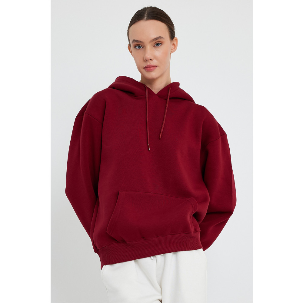 success life Unisex Basic Düz Renk Kapüşonlu İçi Yumuşak Polarlı Oversize Sweatshirt S Beden Bayan Sweatshirt Fiyatı