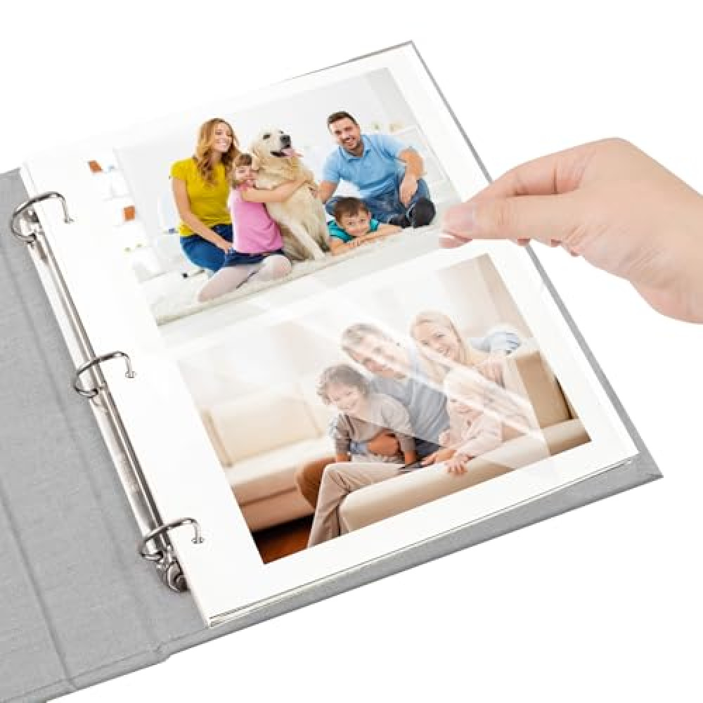 succulentlovers 20 PCS Photo Album Self Adhesive Pages - 11 x 9 inch Three Ring Photo Album Refill Pages Two-Sided Photo Sleeves for 3 Ring Binder Fit 2x3 4x6 5x7 8x10 Photo Replacement
