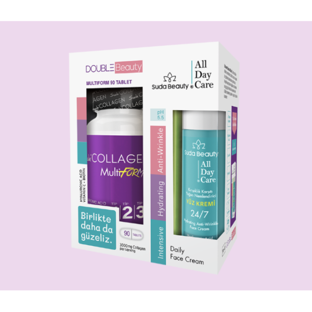 Suda Collagen Double Beauty Multiform 90 Tablet + All Day Care Yuz Kremi 50 Ml Kişisel Bakım Gereçleri Fiyatı