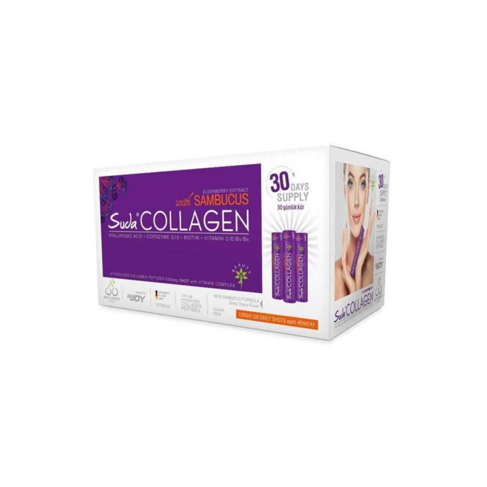 Suda Collagen Sambucus Vişne Aromalı 1200 ml 30 Shots x 40 ml Sağlık Fiyatı