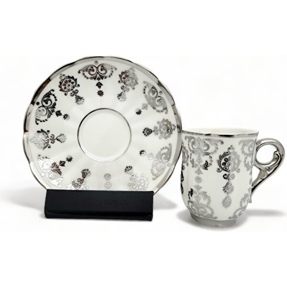 Sudedi Home Aries Gümüş 6 Kişilik Kahve Fincanı Takımı - 90 ml - Renkli Fincan / Bardak / Kahve Takımı Fiyatı