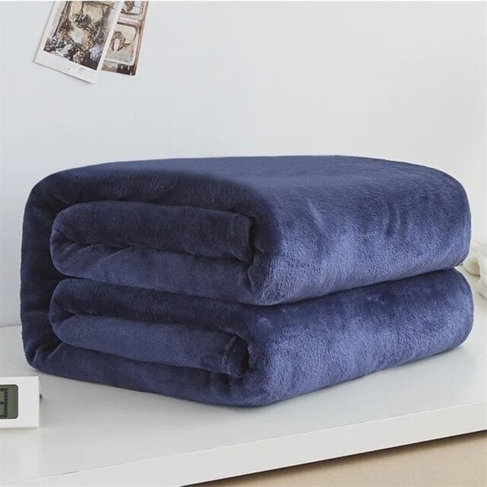 Sudo Kış Flannel Boşlukları Yataşlar 230GSM Blue Soft Warm Thin Coral Fleece Bedspread Sofa Cover Faux Fur Plaid Blanket (Yurt Dışından) - Koyu Mavi Battaniye Fiyatı