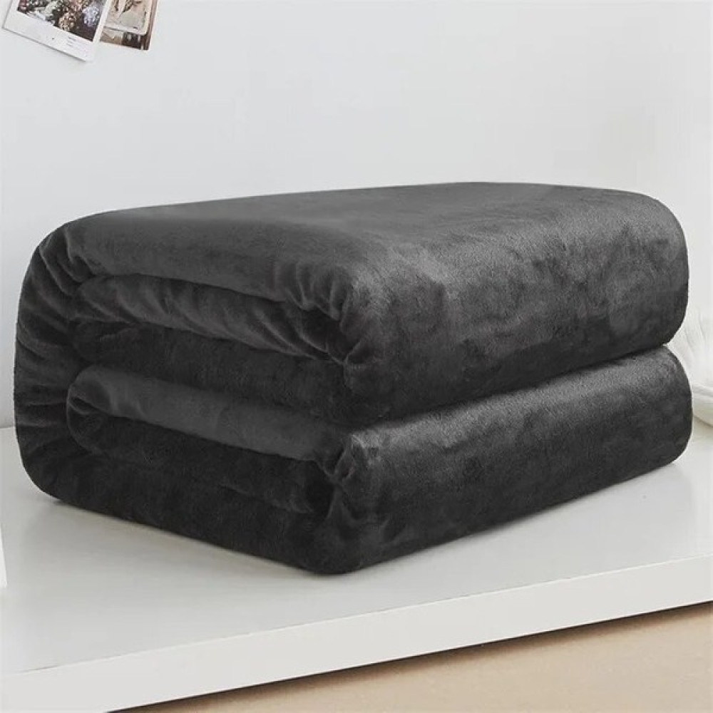 Sudo Kış Flannel Boşlukları Yataşlar 230GSM Blue Soft Warm Thin Coral Fleece Bedspread Sofa Cover Faux Fur Plaid Blanket (Yurt Dışından) - Siyah Battaniye Fiyatı